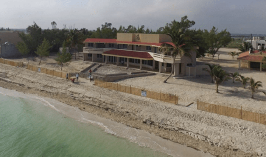 An aerial view of a beach in Progresso, Mexico where SandFirst was implemented.